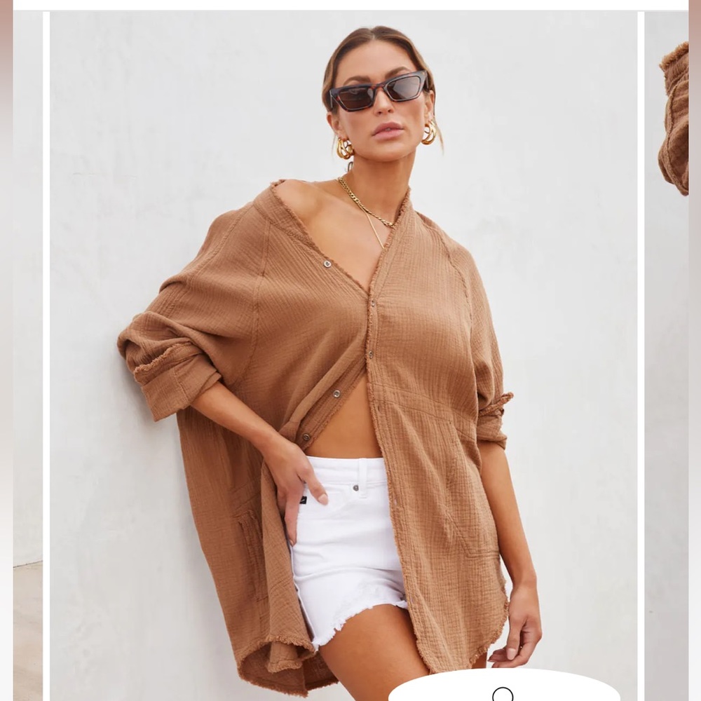 Kennedy cotton pocketed button down tunic🤎